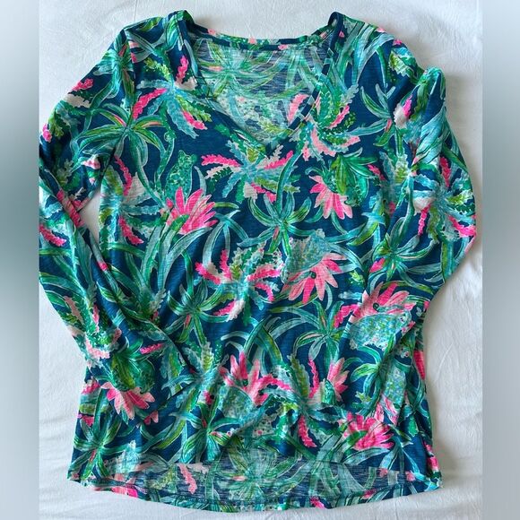 Lilly Pulitzer | Etta Cotton Long Sleeve Sweet Escape Printed Top Small - Picture 3 of 7